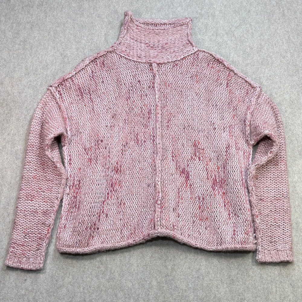 Anthropologie Pilcro Sweater Womens XS Pink Boho Cozy Mock Neck Cunky Knit Boxy